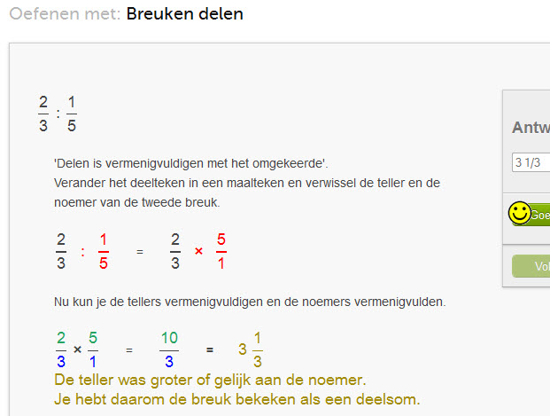 Verwonderlijk Breuken delen, uitleg, oefenen, werkbladen AD-39