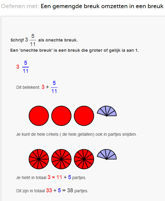 gemengde breuk op de getallenlijn