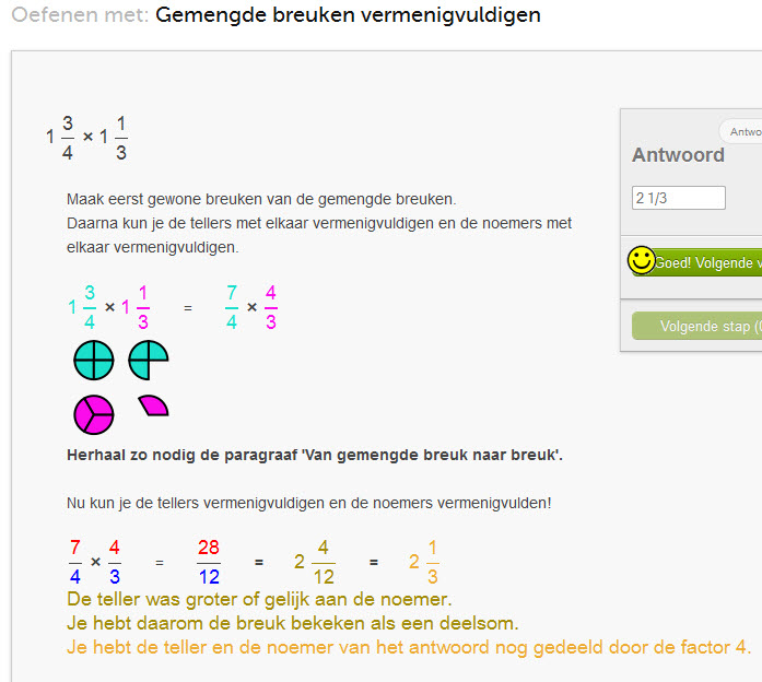 gemengde breuken vermenigvuldigen