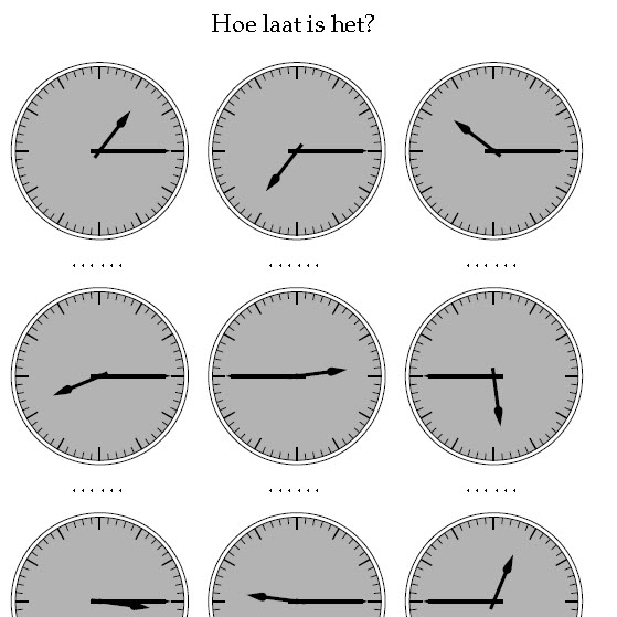 klokkijken halve en halve uren wijzers tekenen