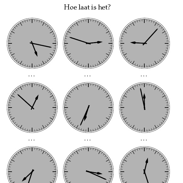 klokkijken halve en halve uren wijzers tekenen
