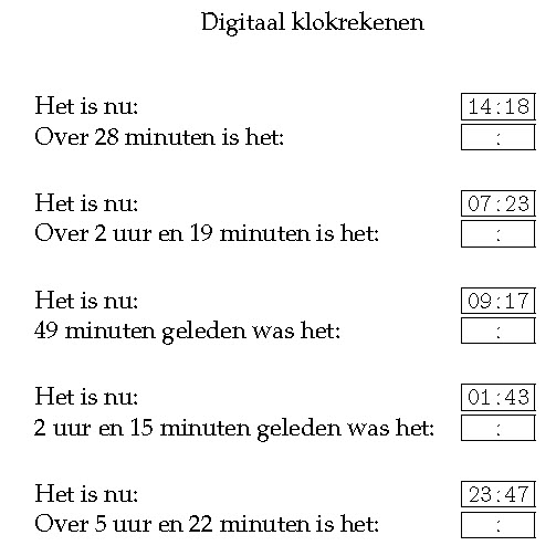 Fonkelnieuw Tijd 2 - Klokkijken, digitale klok - De Sommenfabriek JV-13