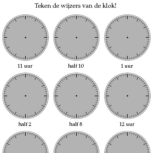 Wonderbaarlijk Tijd 1 - Klokkijken, analoge klok (wijzerklok) - De Sommenfabriek OT-04