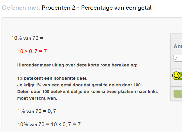 oefenen met percentage berekenen