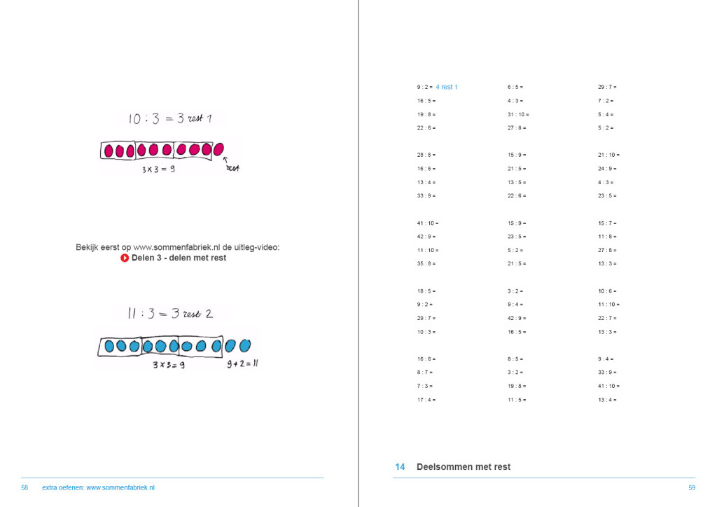 werkboek hele getallen, delen met rest